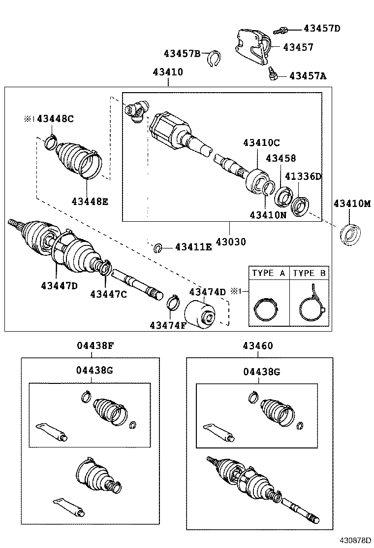 04438-44051 BOOT KIT, FRONT DRIVE SHAFT, IN & OUTBOARD, RH product image