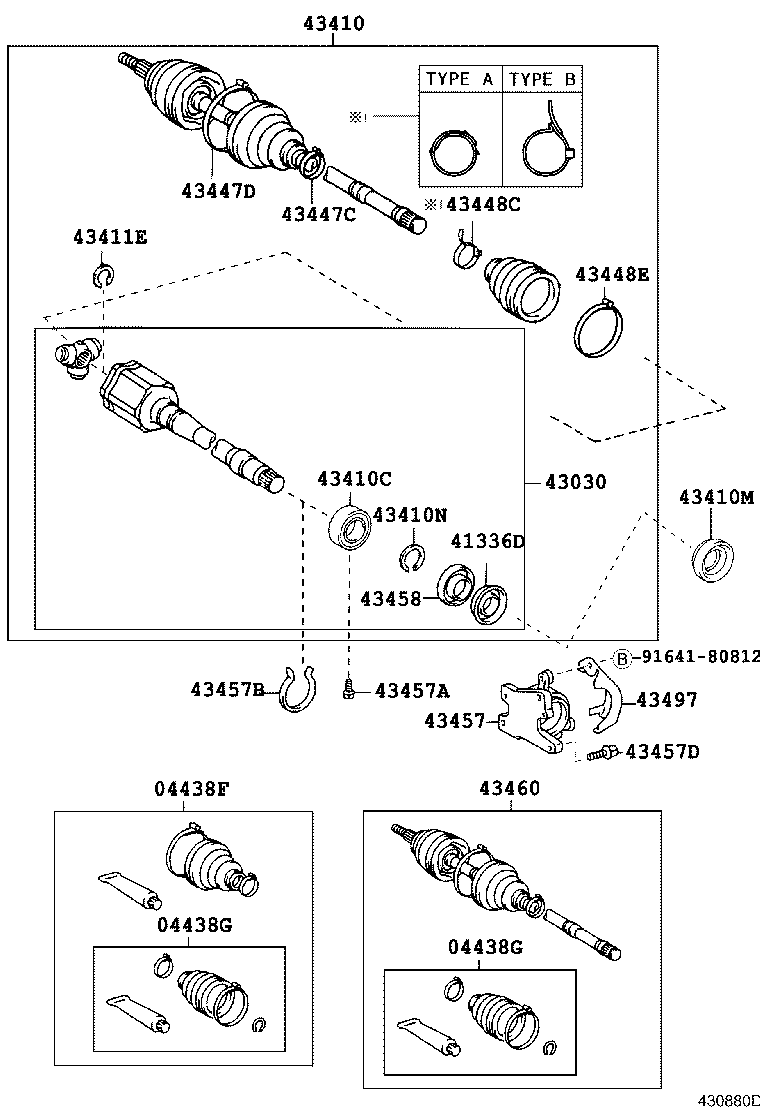 04438-44051 BOOT KIT, FRONT DRIVE SHAFT, IN & OUTBOARD, RH product image
