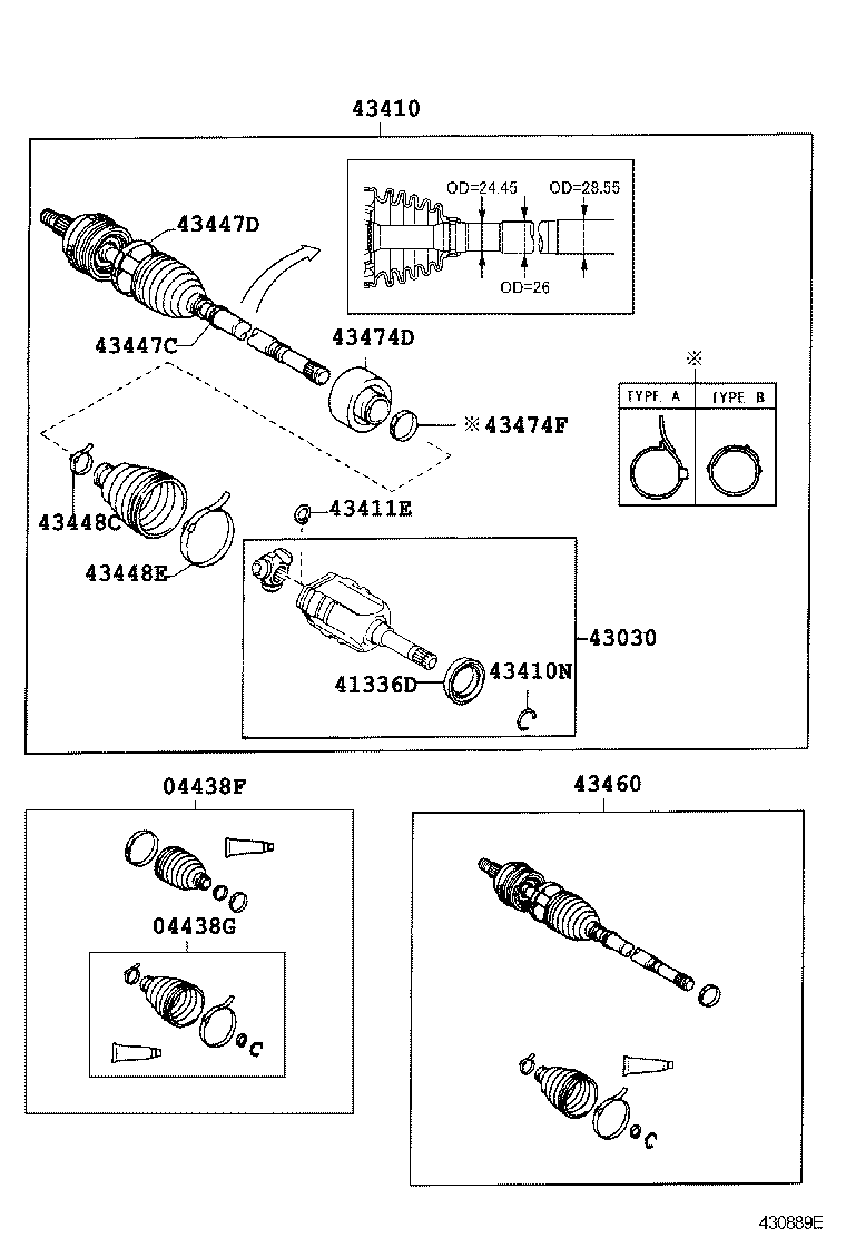 04438-28040 BOOT KIT, FRONT DRIVE SHAFT INBOARD JOINT, RH product image
