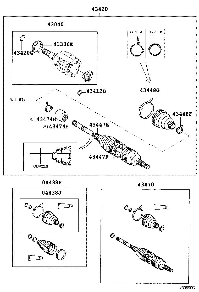 04438-28040 BOOT KIT, FRONT DRIVE SHAFT INBOARD JOINT, RH product image