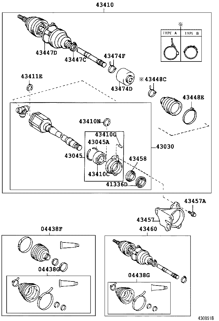 04438-28040 BOOT KIT, FRONT DRIVE SHAFT INBOARD JOINT, RH product image