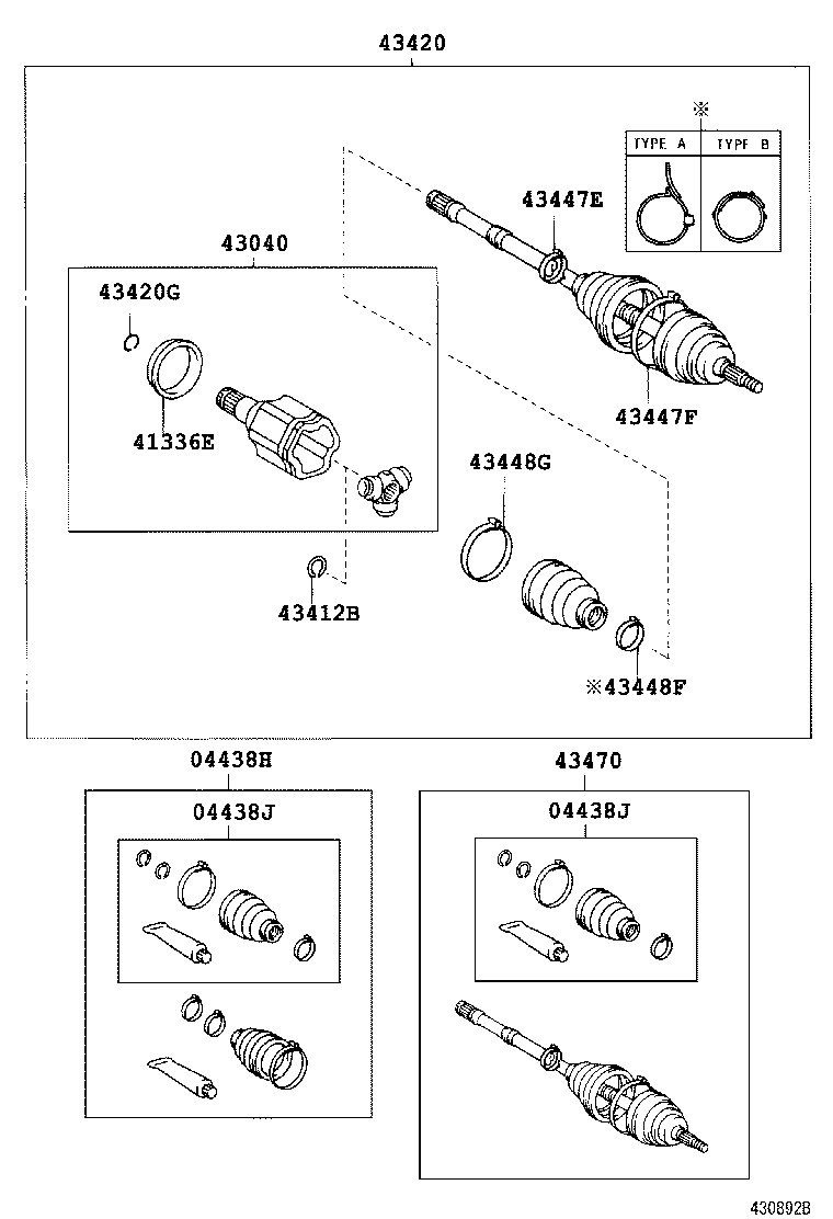 04438-28040 BOOT KIT, FRONT DRIVE SHAFT INBOARD JOINT, RH product image