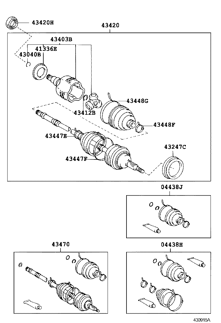 43410-20463 SHAFT ASSY, FRONT DRIVE, RH product image