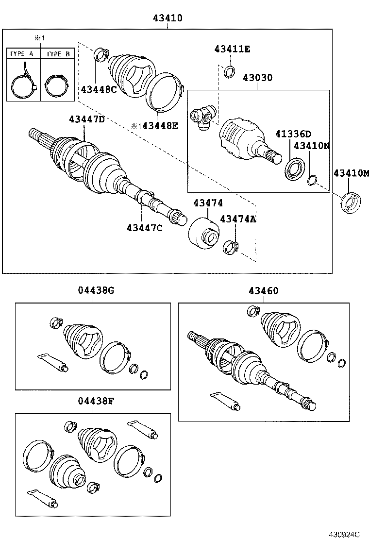 04438-12660 BOOT KIT, FRONT DRIVE SHAFT, IN & OUTBOARD, RH product image
