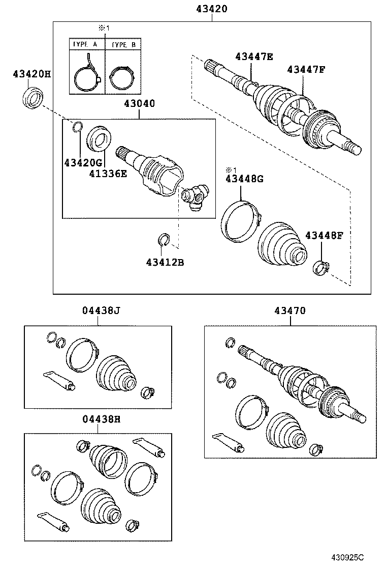 04438-12660 BOOT KIT, FRONT DRIVE SHAFT, IN & OUTBOARD, RH product image