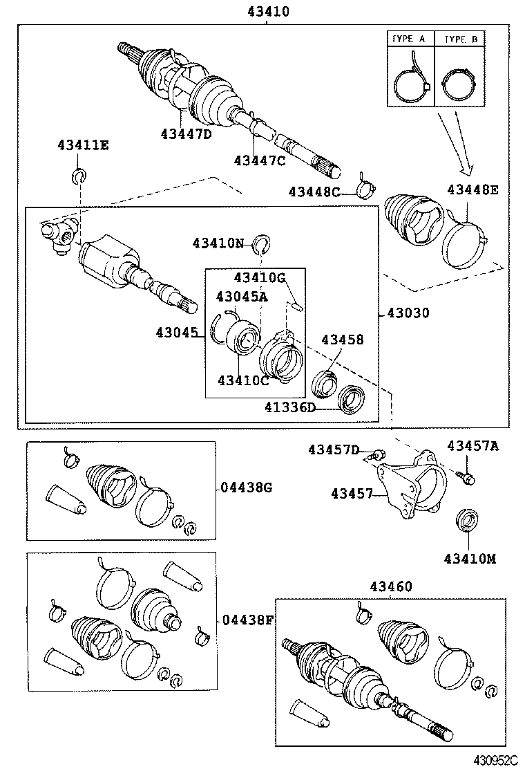 04428-20010 BOOT KIT, FRONT DRIVE SHAFT, IN & OUTBOARD, LH product image
