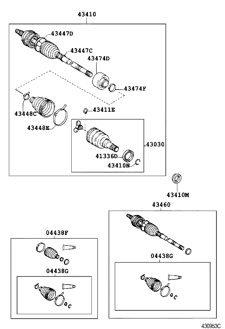 04428-20010 BOOT KIT, FRONT DRIVE SHAFT, IN & OUTBOARD, LH product image