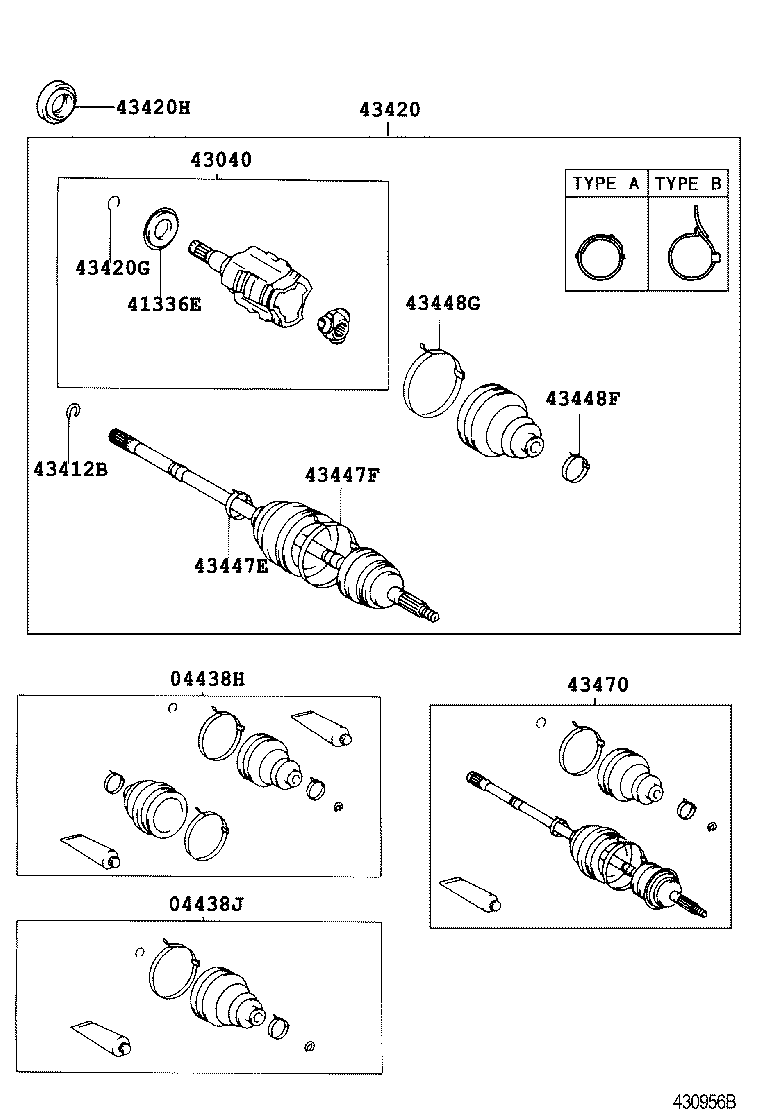 04428-20010 BOOT KIT, FRONT DRIVE SHAFT, IN & OUTBOARD, LH product image