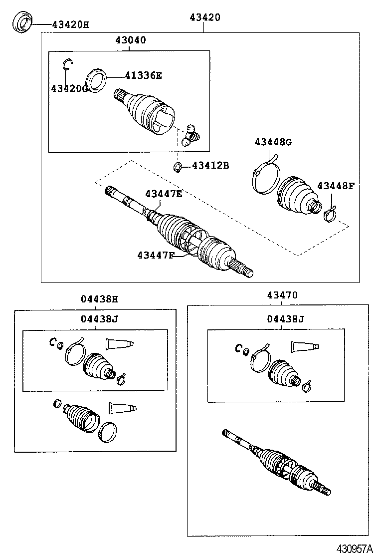 04428-20010 BOOT KIT, FRONT DRIVE SHAFT, IN & OUTBOARD, LH product image