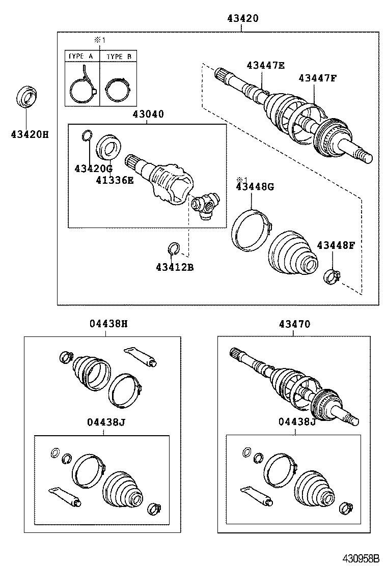 04428-20010 BOOT KIT, FRONT DRIVE SHAFT, IN & OUTBOARD, LH product image