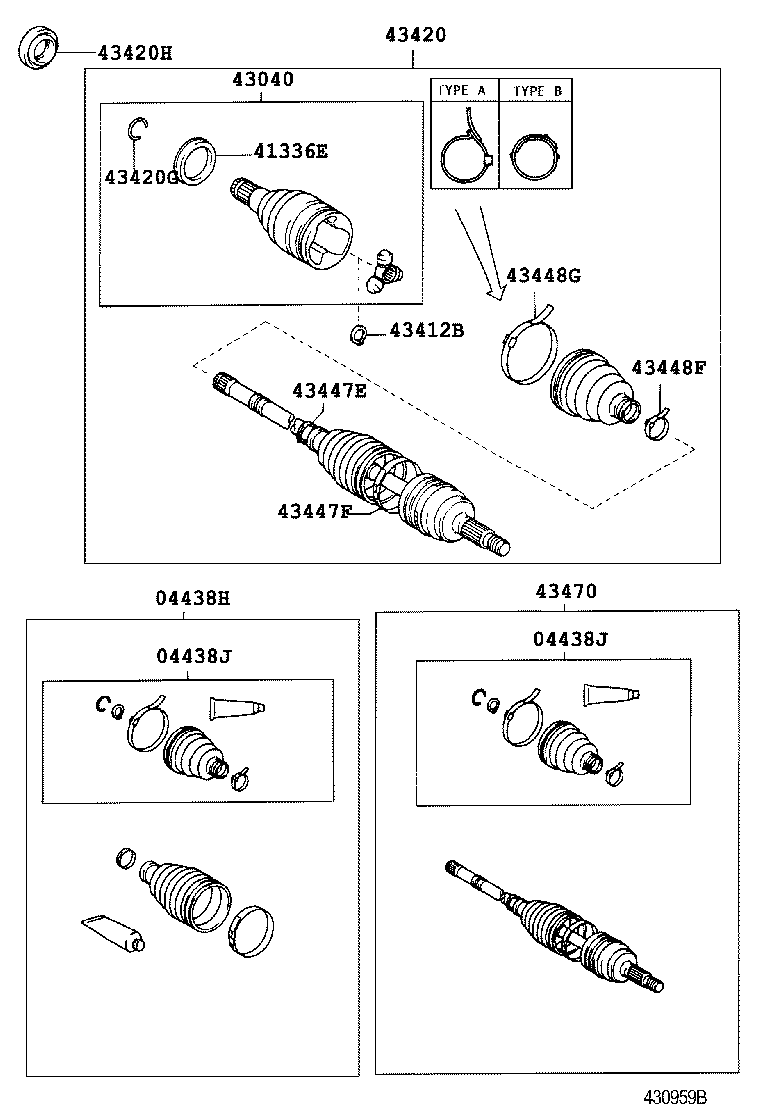 04428-20010 BOOT KIT, FRONT DRIVE SHAFT, IN & OUTBOARD, LH product image