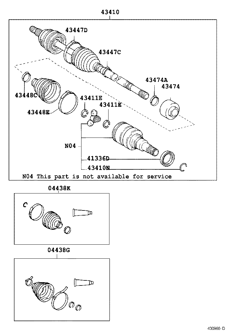 04438-02200 BOOT KIT, FRONT DRIVE SHAFT, IN & OUTBOARD, RH product image