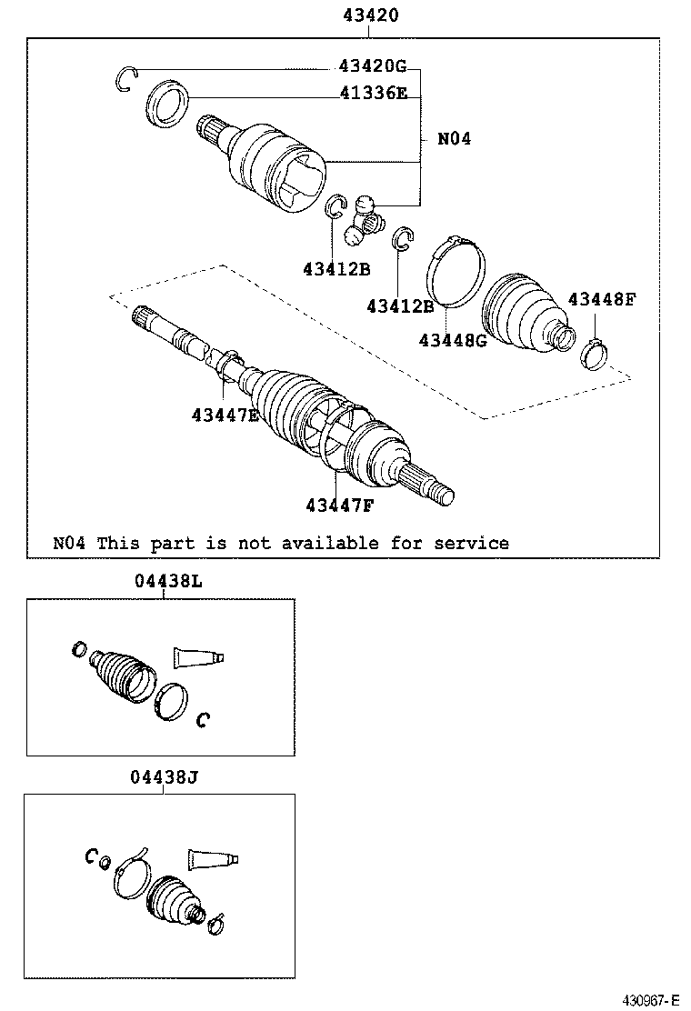 04438-02200 BOOT KIT, FRONT DRIVE SHAFT, IN & OUTBOARD, RH product image
