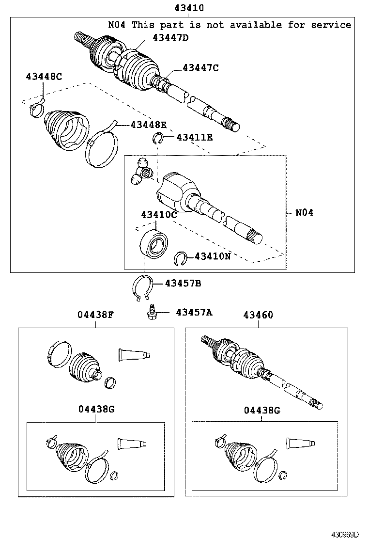 04438-02200 BOOT KIT, FRONT DRIVE SHAFT, IN & OUTBOARD, RH product image