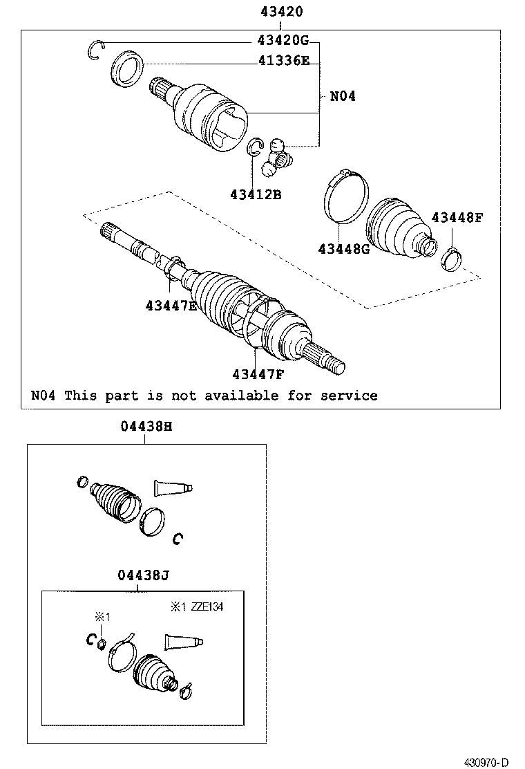 04438-02200 BOOT KIT, FRONT DRIVE SHAFT, IN & OUTBOARD, RH product image