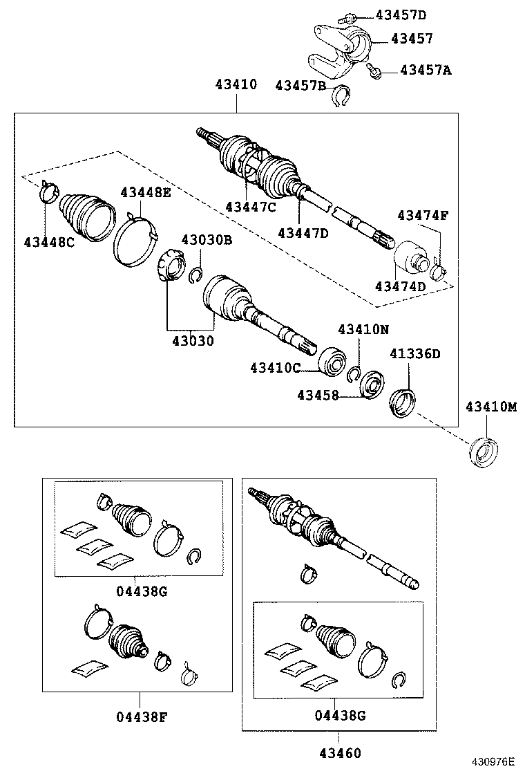 04438-06240 BOOT KIT, FRONT DRIVE SHAFT, IN & OUTBOARD, RH product image