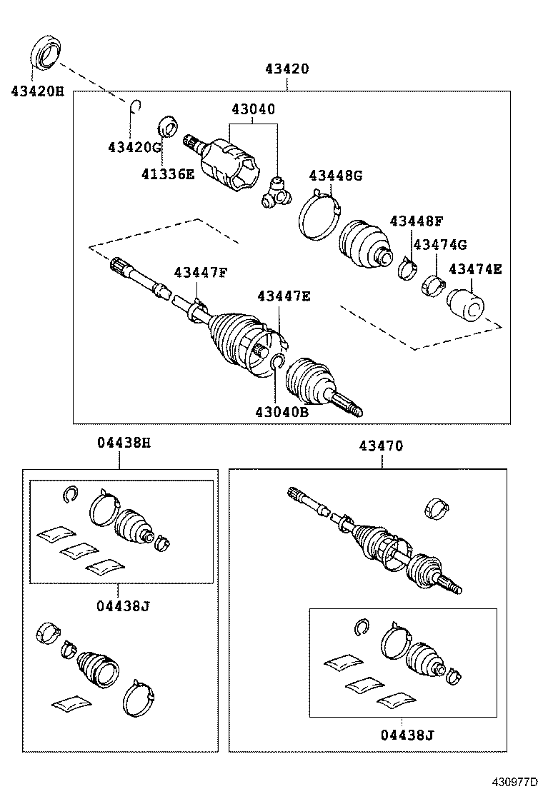 04438-06240 BOOT KIT, FRONT DRIVE SHAFT, IN & OUTBOARD, RH product image