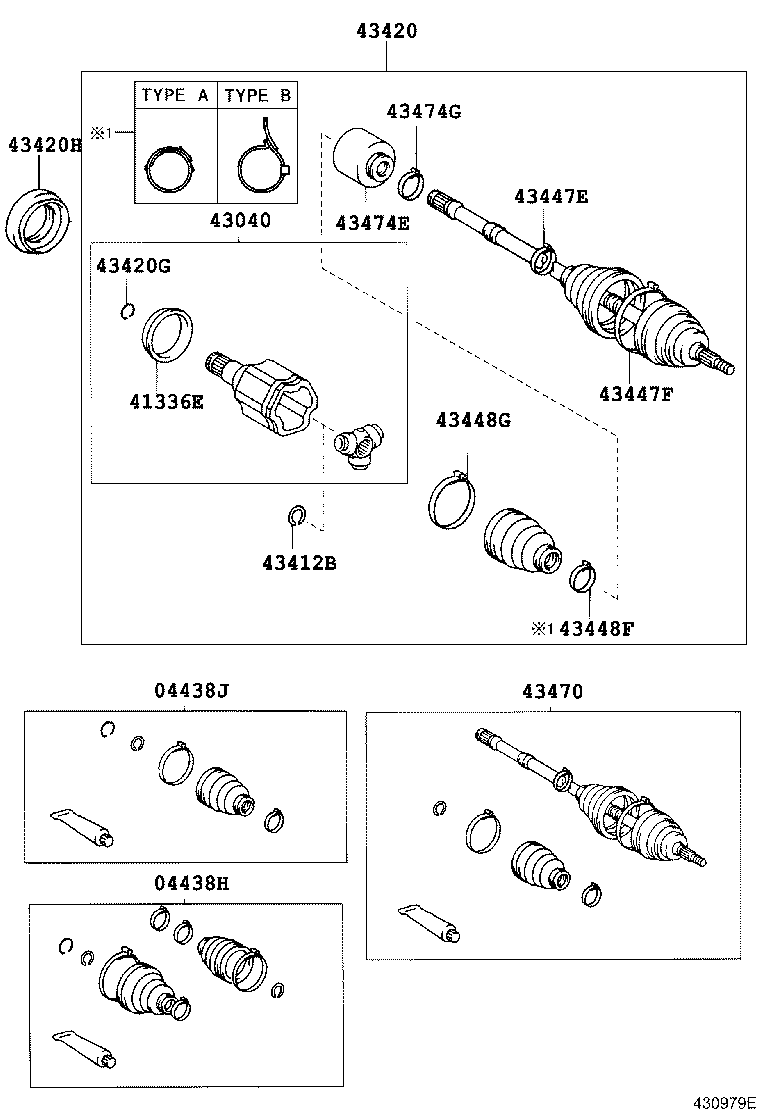 04438-06240 BOOT KIT, FRONT DRIVE SHAFT, IN & OUTBOARD, RH product image