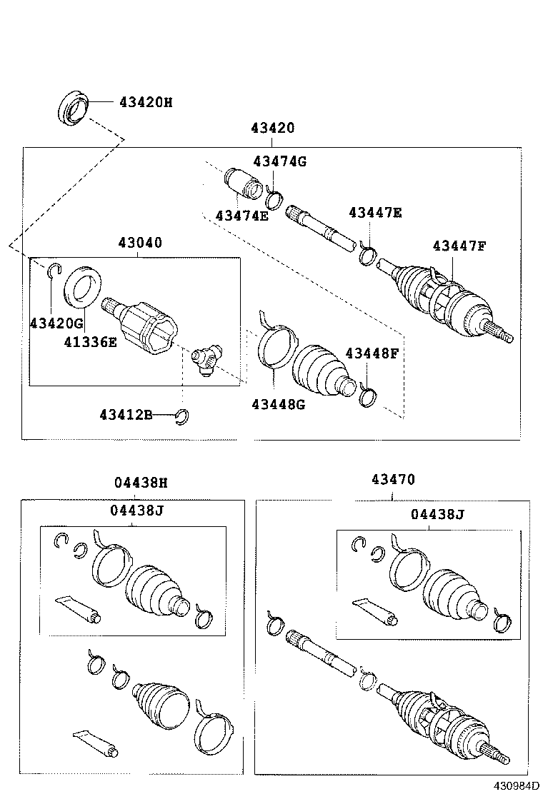 04438-06240 BOOT KIT, FRONT DRIVE SHAFT, IN & OUTBOARD, RH product image