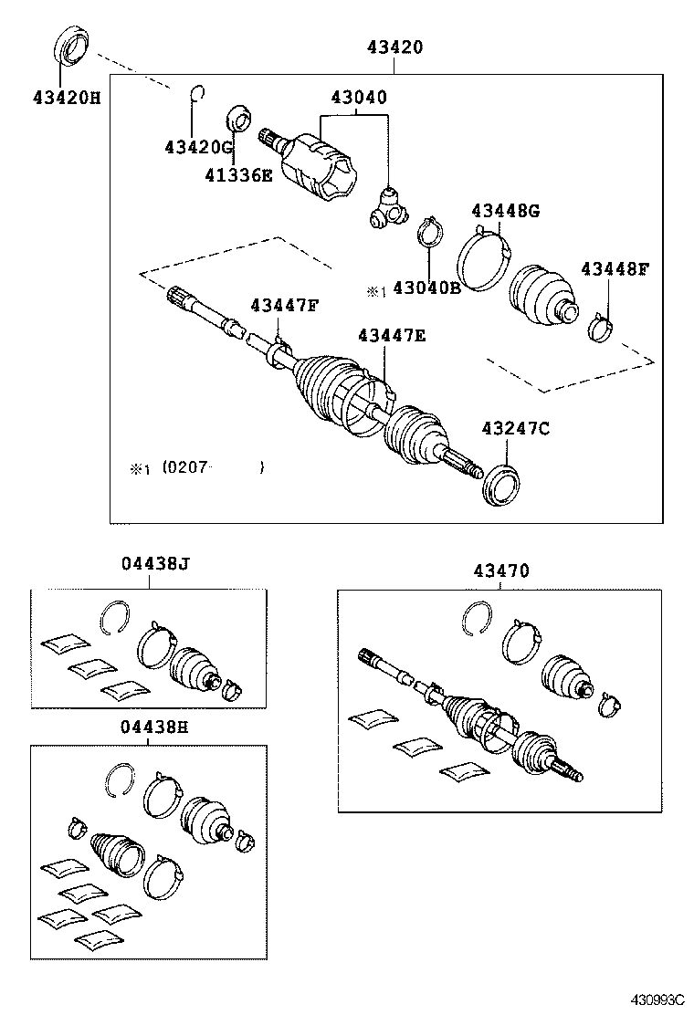 04438-07020 BOOT KIT, FRONT DRIVE SHAFT, IN & OUTBOARD, RH product image