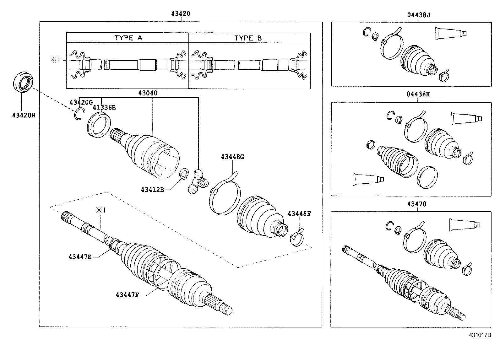 04438-52063 BOOT KIT, FRONT DRIVE SHAFT, IN & OUTBOARD, RH product image