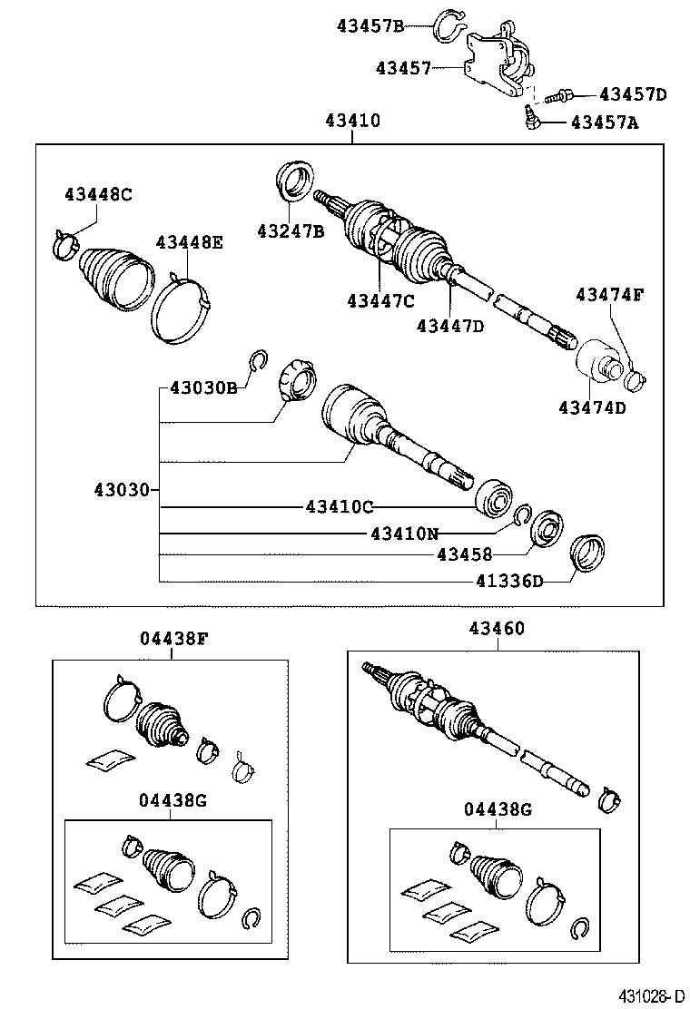 04438-06280 BOOT KIT, FRONT DRIVE SHAFT, IN & OUTBOARD, RH product image