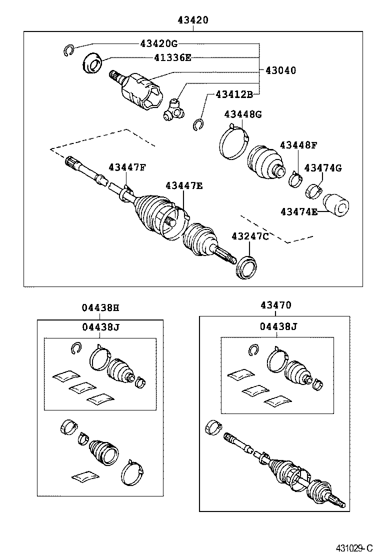 04438-06280 BOOT KIT, FRONT DRIVE SHAFT, IN & OUTBOARD, RH product image