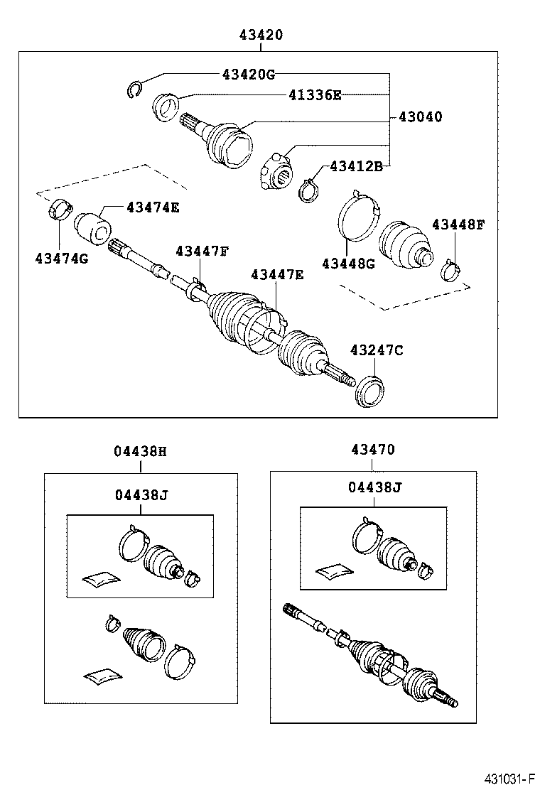 04438-06280 BOOT KIT, FRONT DRIVE SHAFT, IN & OUTBOARD, RH product image