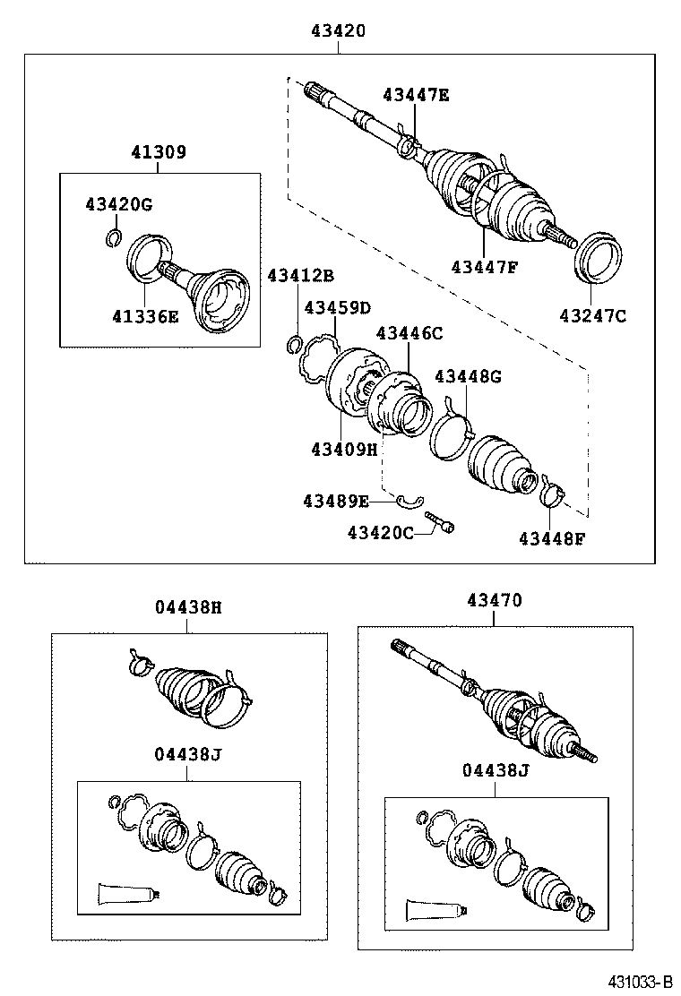04438-06280 BOOT KIT, FRONT DRIVE SHAFT, IN & OUTBOARD, RH product image