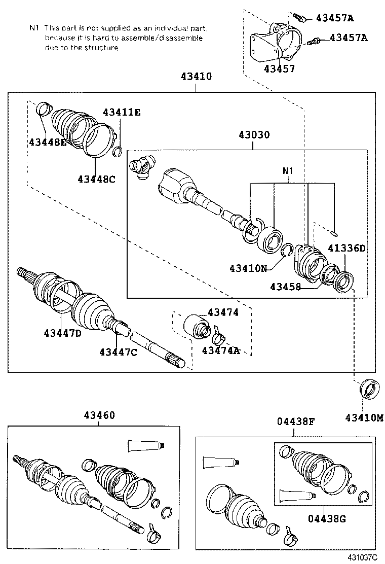 04438-02230 BOOT KIT, FRONT DRIVE SHAFT INBOARD JOINT, RH product image