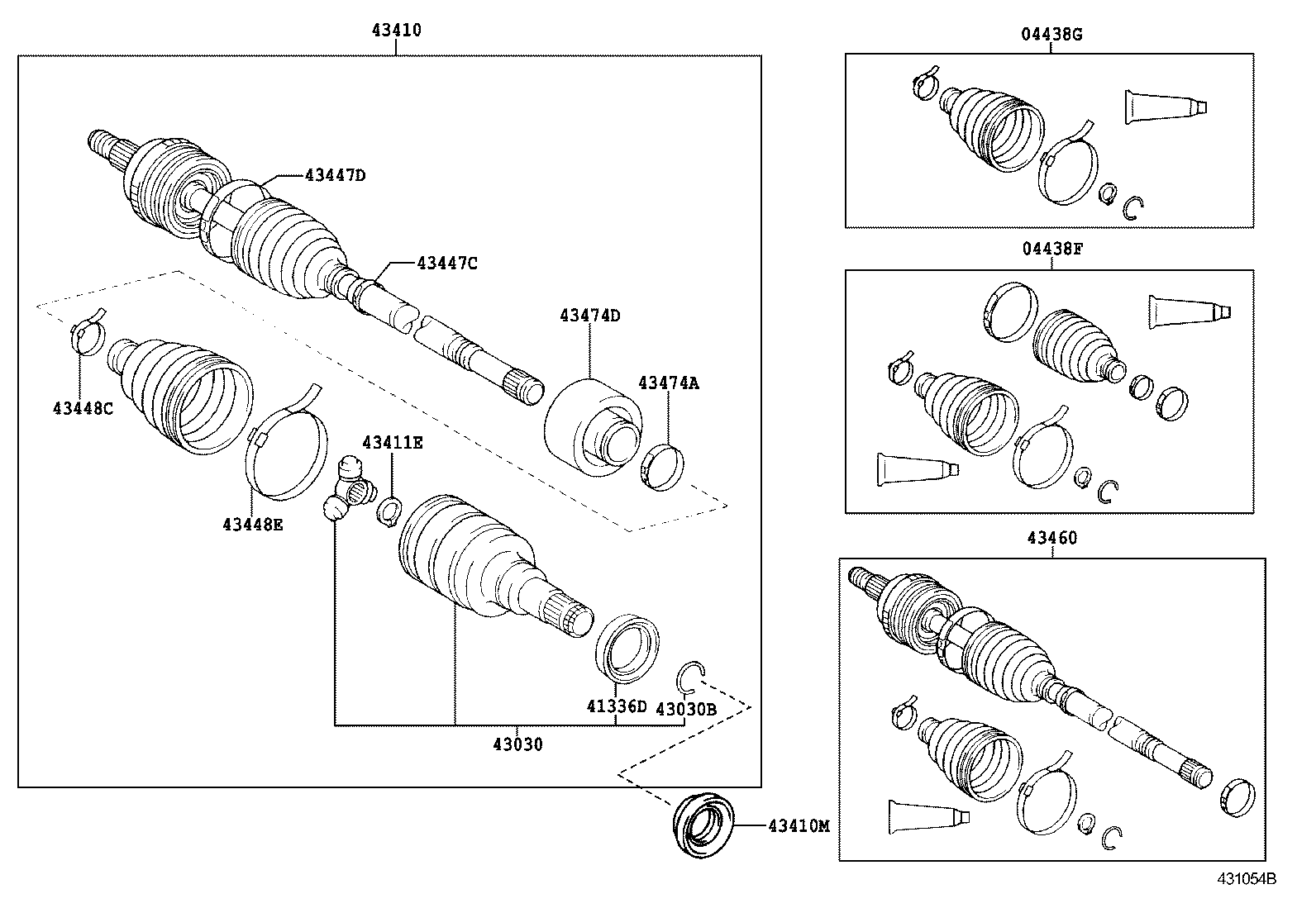 04427-52250 BOOT KIT, FRONT DRIVE SHAFT, IN & OUTBOARD, RH product image