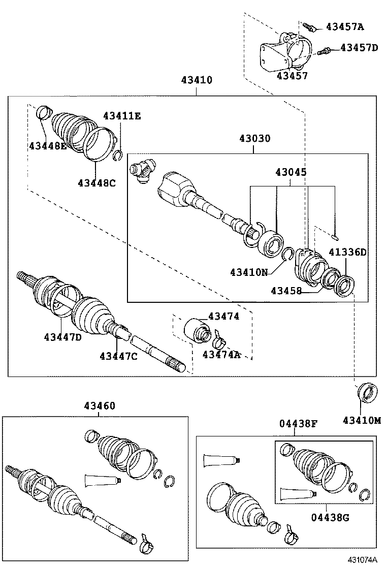 43410-02480 SHAFT ASSY, FRONT DRIVE, RH product image