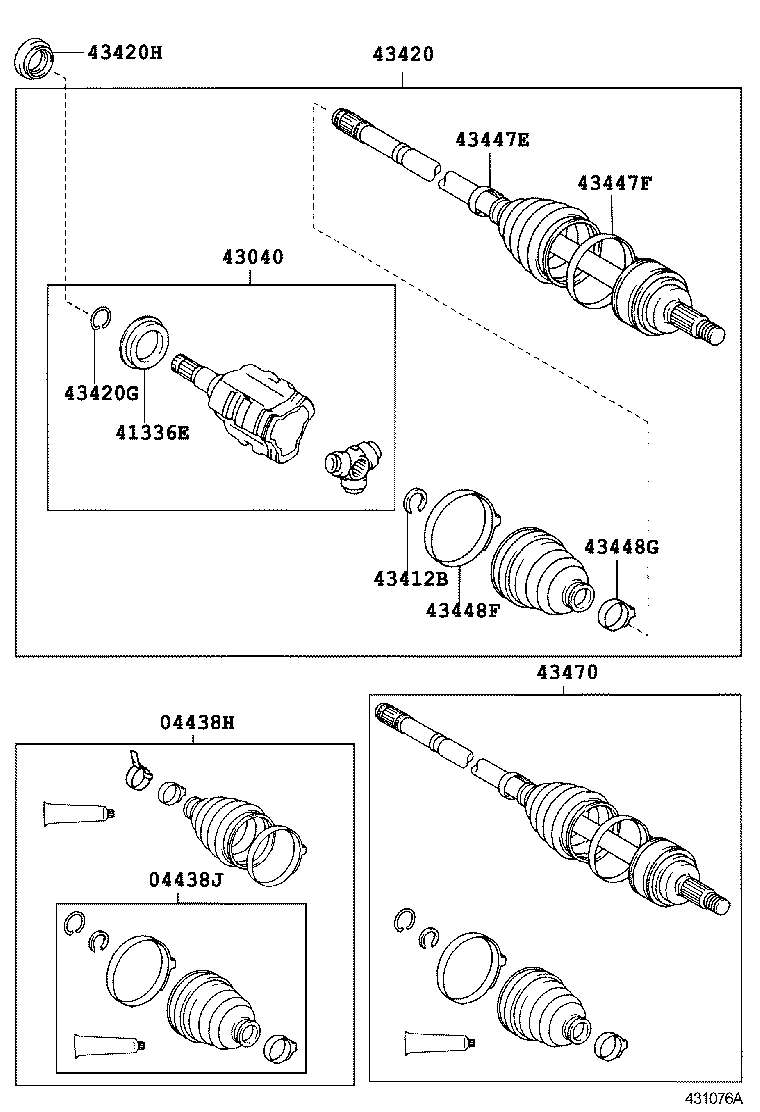 43410-02480 SHAFT ASSY, FRONT DRIVE, RH product image