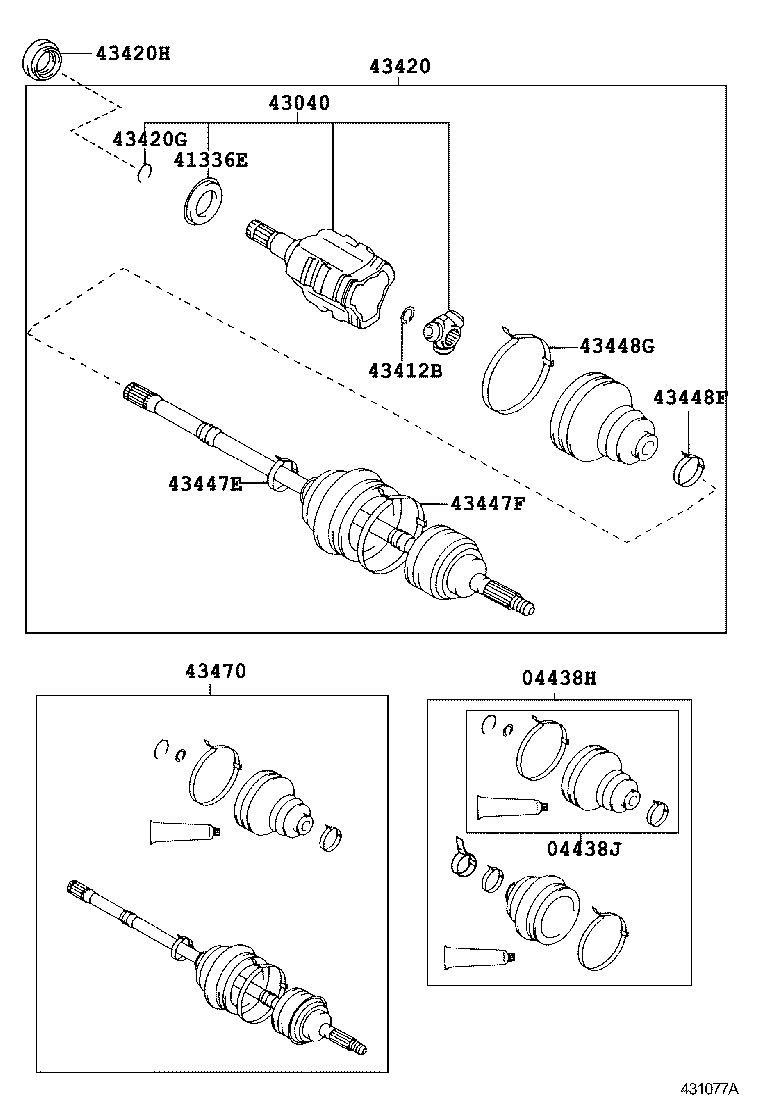 43410-02480 SHAFT ASSY, FRONT DRIVE, RH product image
