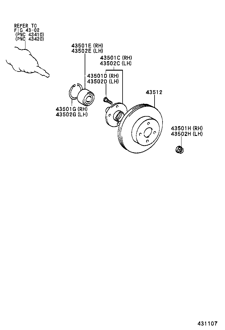 43502-0D040 HUB SUB-ASSY, FRONT AXLE, RH product image