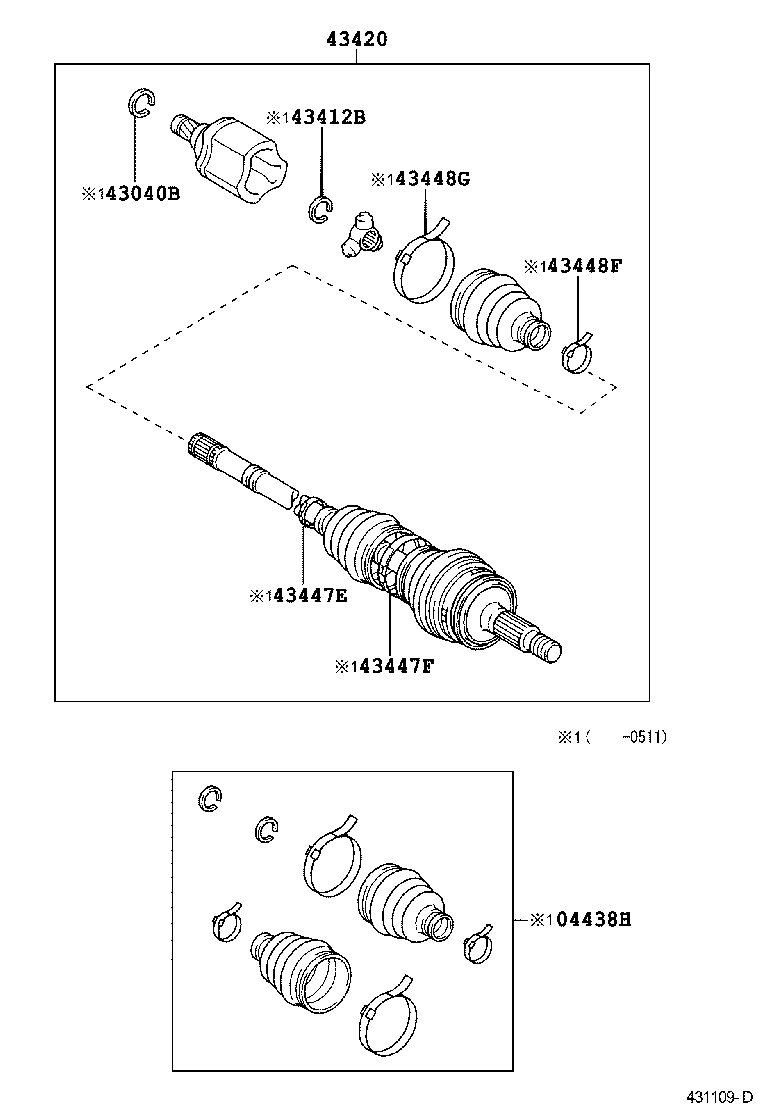 04427-0W040 BOOT KIT, FRONT DRIVE SHAFT, IN & OUTBOARD, RH product image