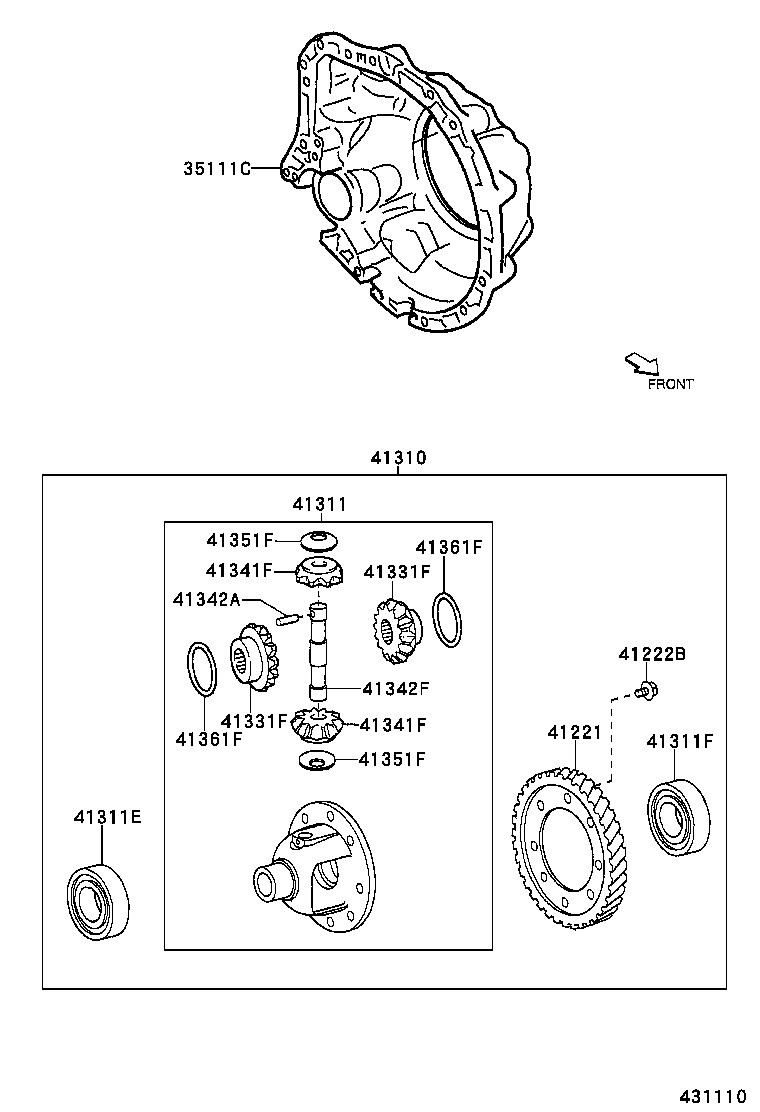 41341-0D020 PINION, FRONT DIFFERENTIAL product image