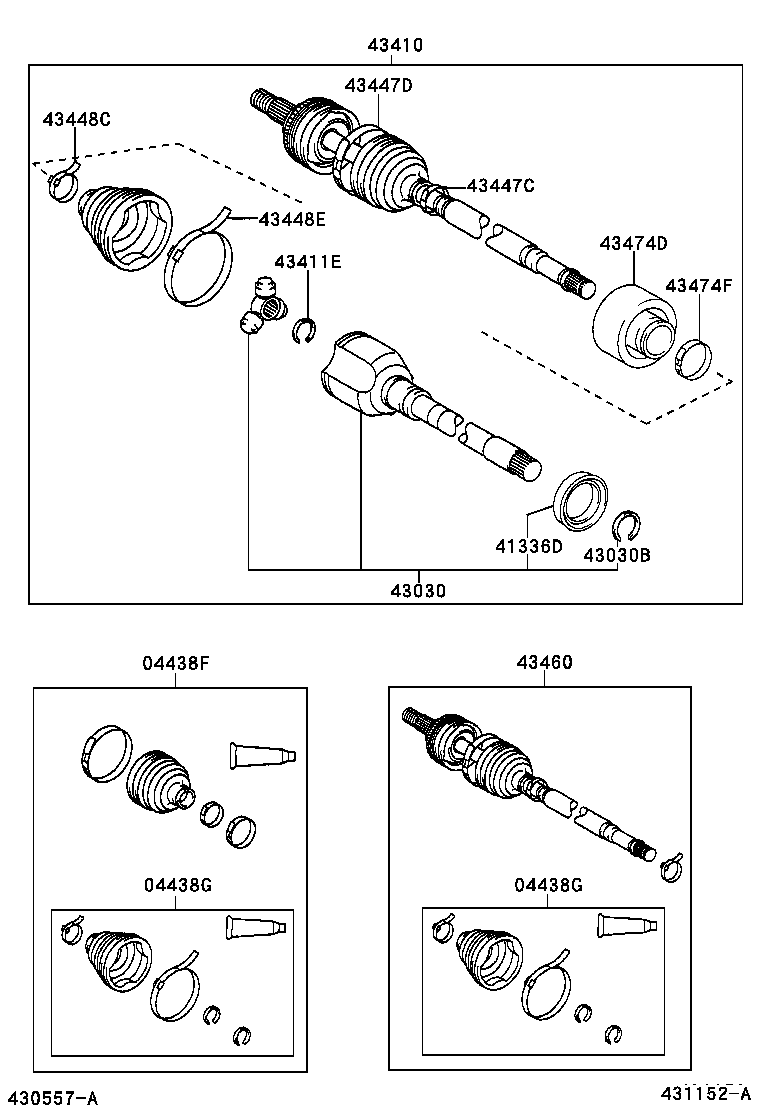 04427-0W040 BOOT KIT, FRONT DRIVE SHAFT, IN & OUTBOARD, RH product image