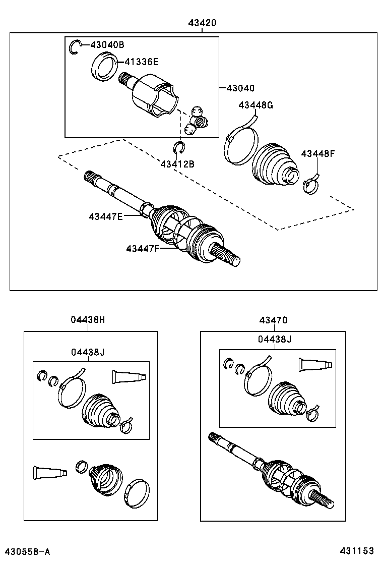 04427-0W040 BOOT KIT, FRONT DRIVE SHAFT, IN & OUTBOARD, RH product image