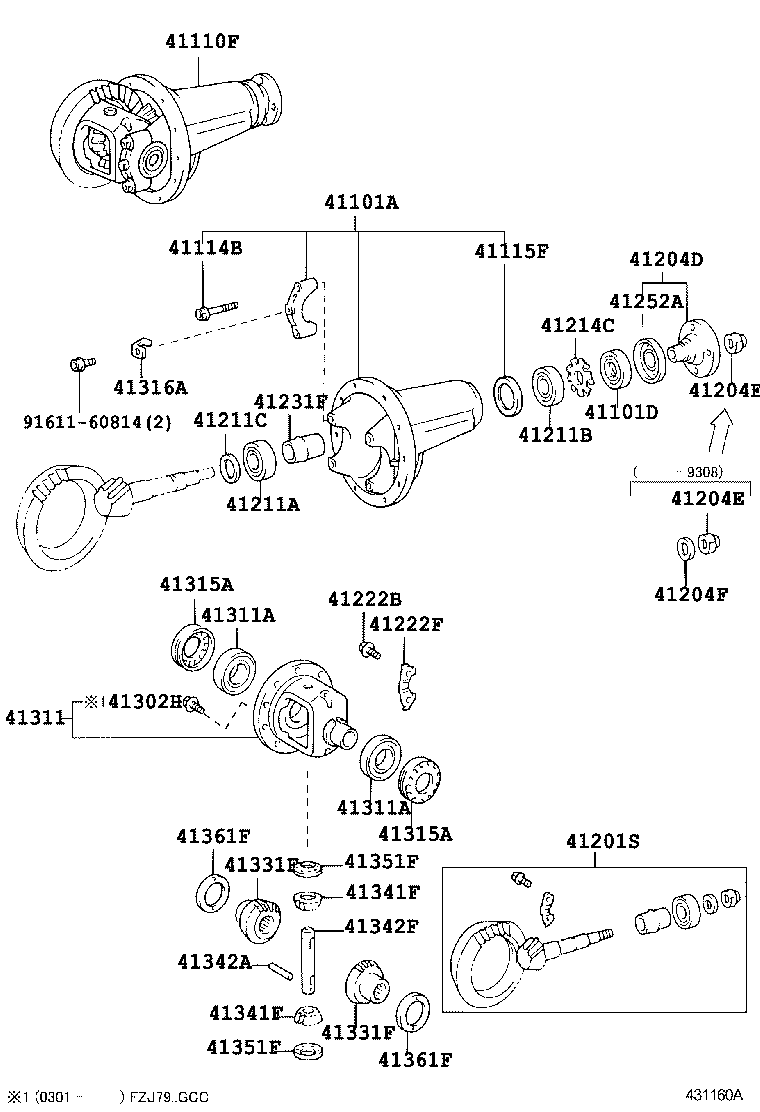 41110-60550 CARRIER ASSY, DIFFERENTIAL, FRONT product image