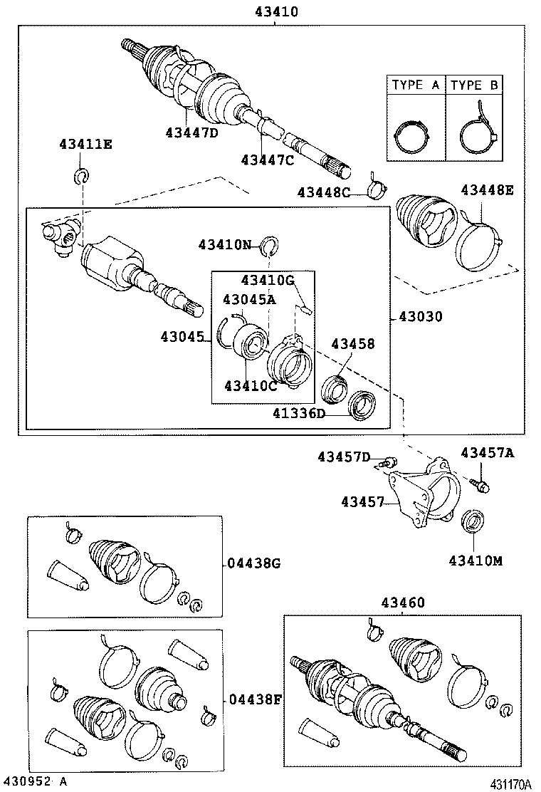 04428-20010 BOOT KIT, FRONT DRIVE SHAFT, IN & OUTBOARD, LH product image
