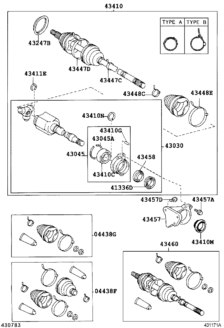 43410-44080 SHAFT ASSY, FRONT DRIVE, RH product image