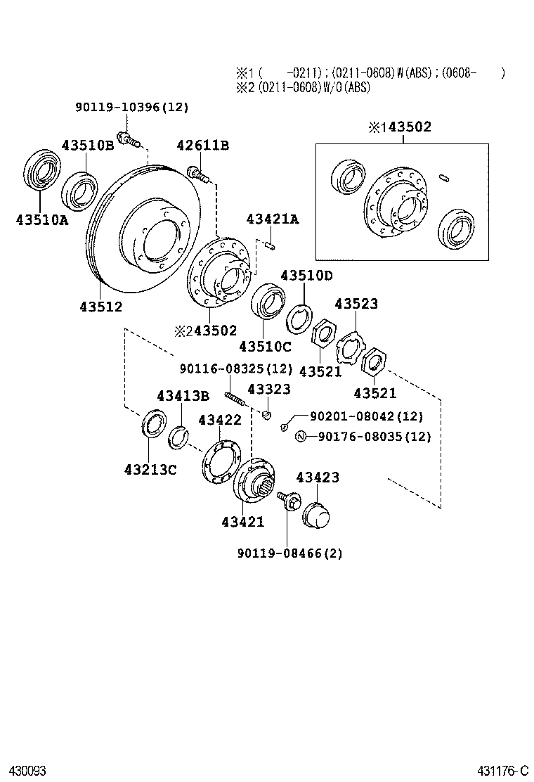 43503-29025 HUB SUB-ASSY, FRONT AXLE product image