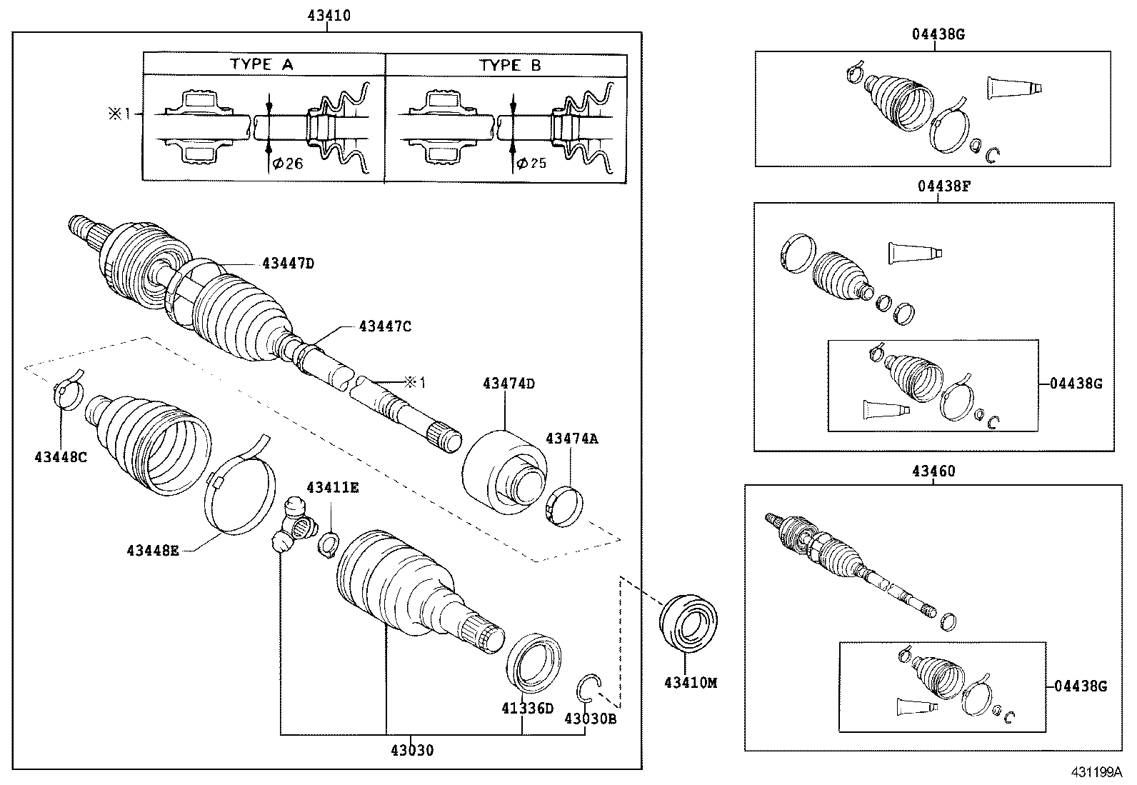 04427-52210 BOOT KIT, FRONT DRIVE SHAFT, IN & OUTBOARD, LH product image