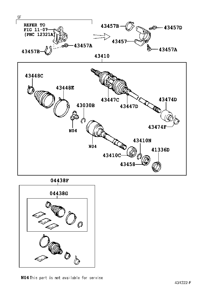 04438-06420 BOOT KIT, FRONT DRIVE SHAFT, IN & OUTBOARD, LH product image