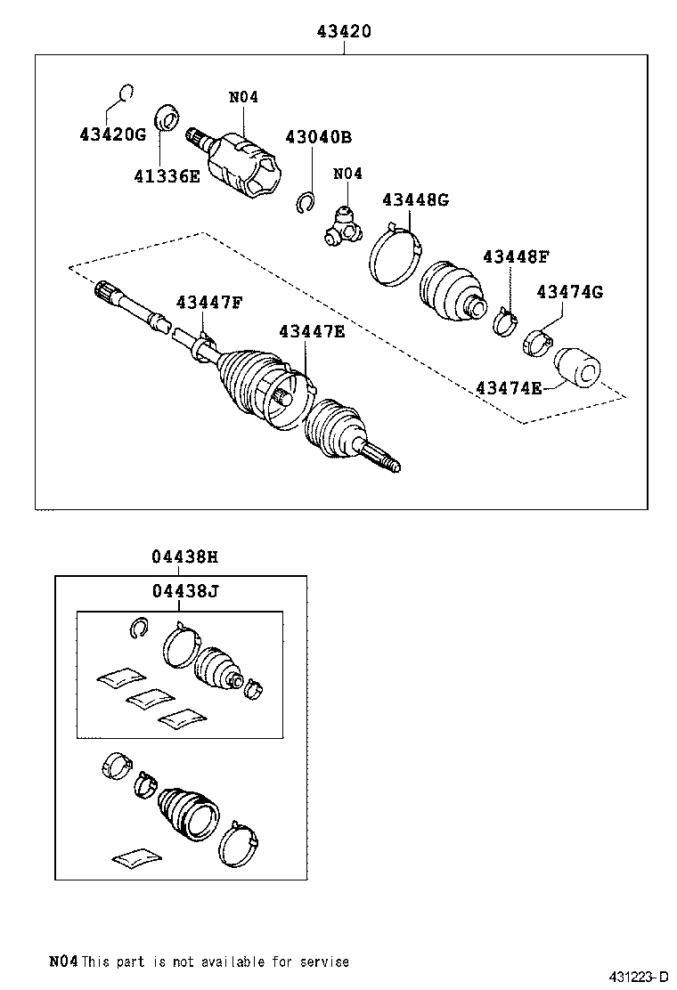 04438-06420 BOOT KIT, FRONT DRIVE SHAFT, IN & OUTBOARD, LH product image