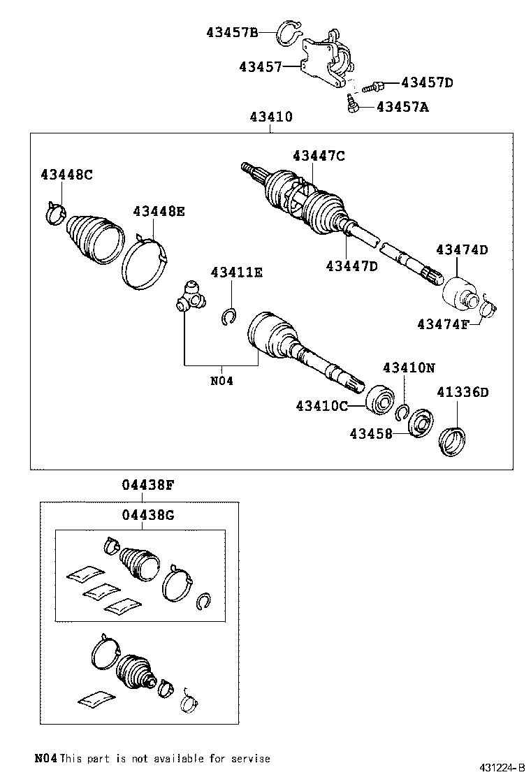 04438-06420 BOOT KIT, FRONT DRIVE SHAFT, IN & OUTBOARD, LH product image