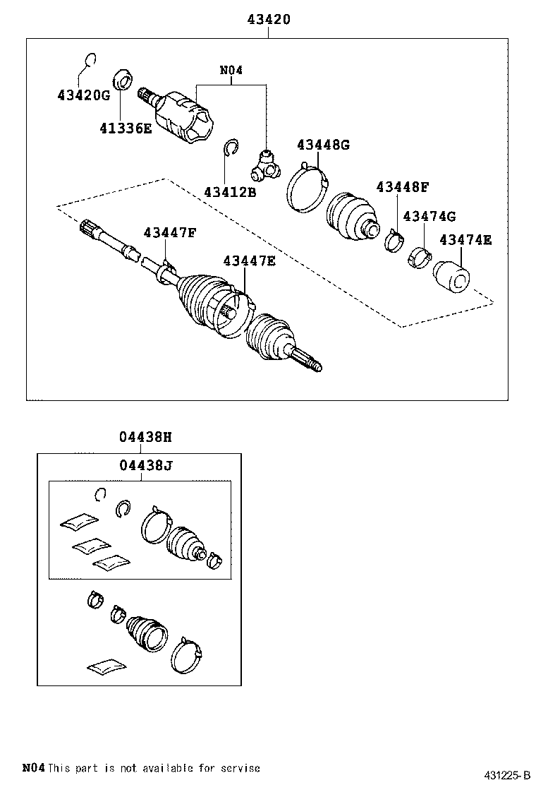04438-06420 BOOT KIT, FRONT DRIVE SHAFT, IN & OUTBOARD, LH product image