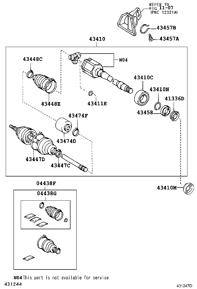 43410-0W150 SHAFT ASSY, FRONT DRIVE, RH product image