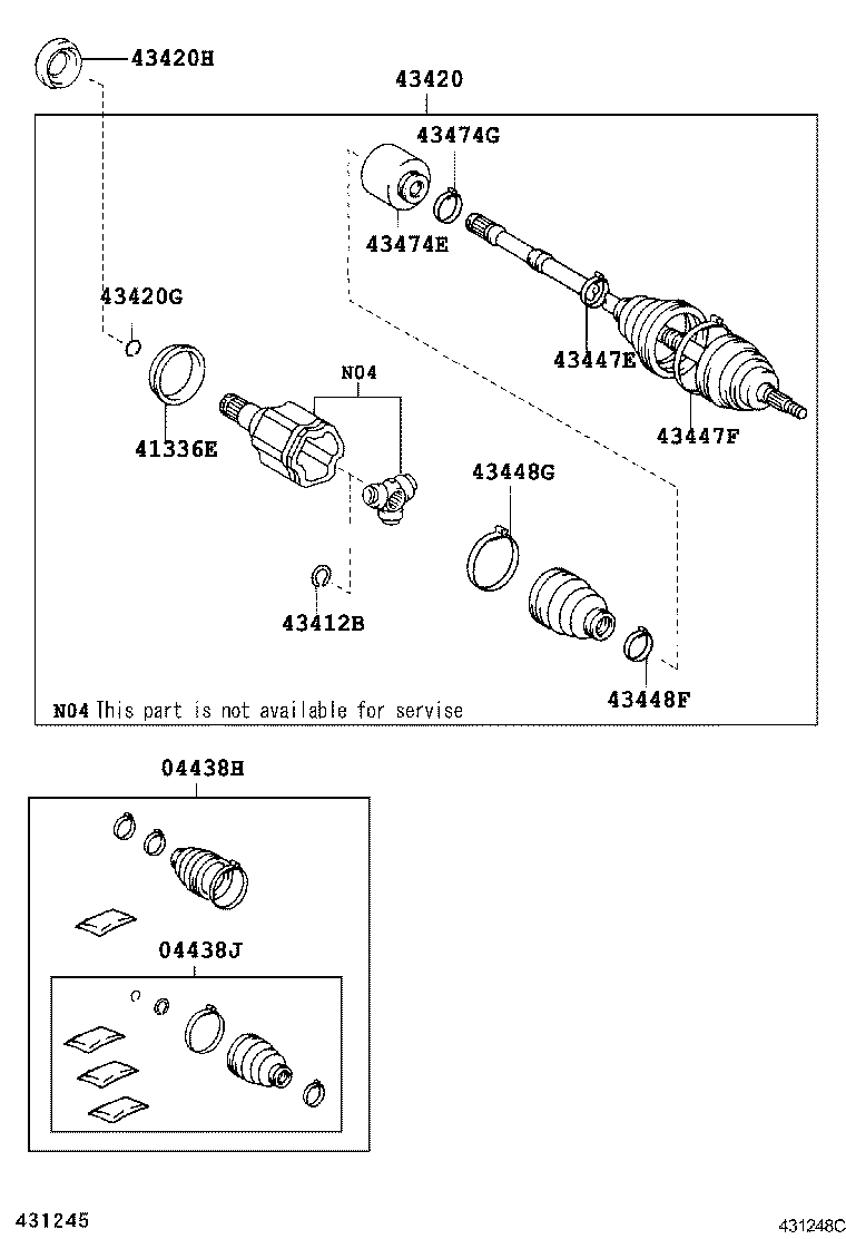 43410-0W150 SHAFT ASSY, FRONT DRIVE, RH product image